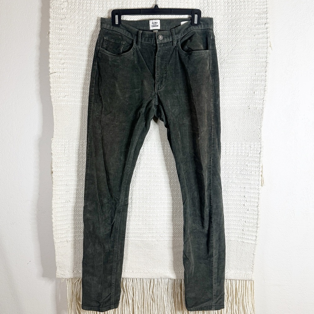 FLINT AND TINDER men’s dark brown corduroy slim fit pants 30 x 32
